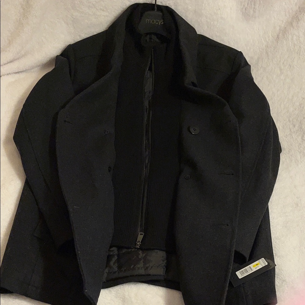 Kenneth Cole New York Black Pea Coat - Picture 9 of 15